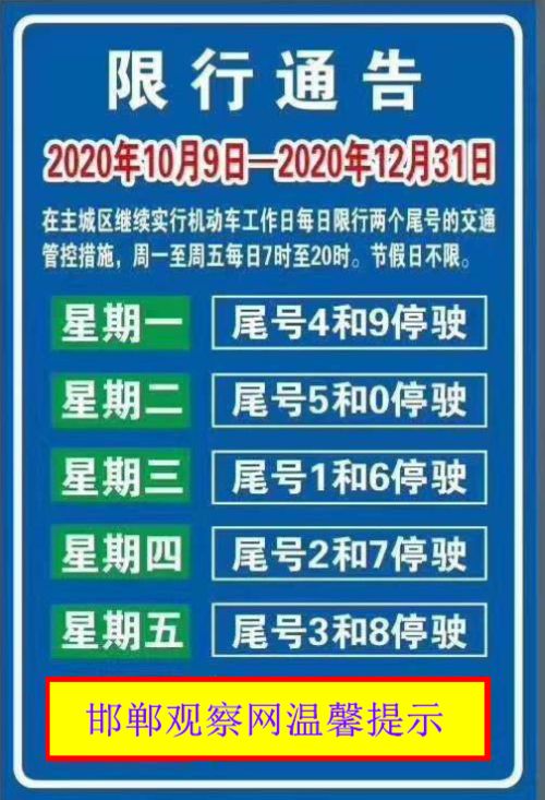 唐山曹妃甸车辆限号，河北省唐山市曹妃甸区限号日期-第1张图片-巾百福